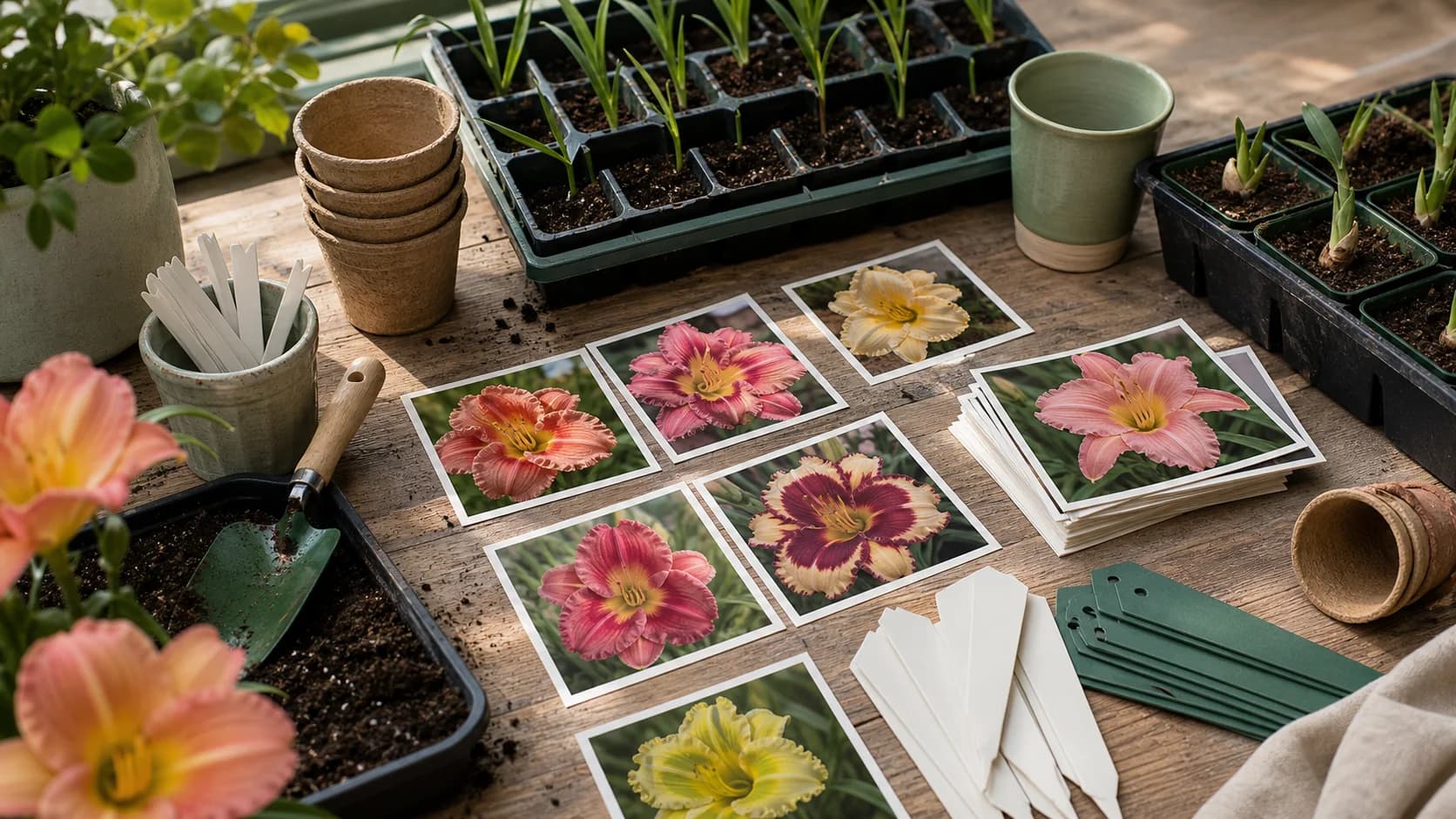 Printed daylily photos and garden planning materials